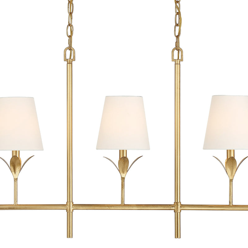 Broche 5 Light 53.5" Linear Chandelier in Antique Gold
