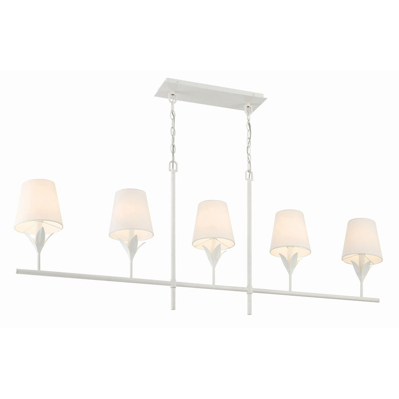 Broche 5 Light 53.5" Linear Chandelier in Matte White