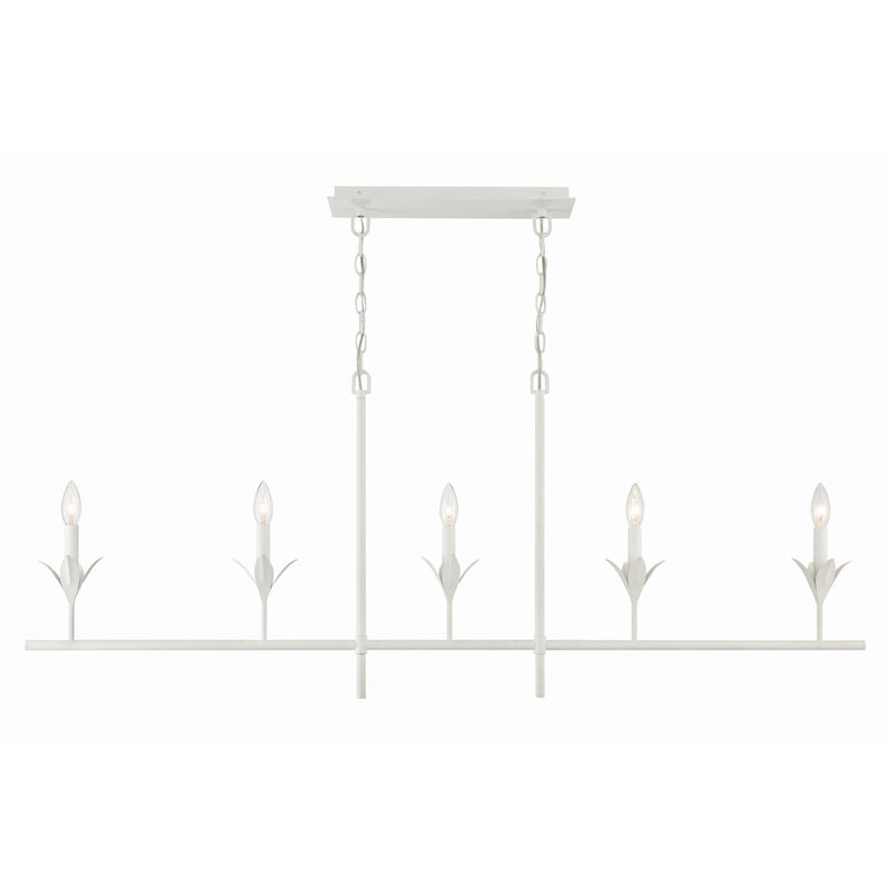 Broche 5 Light 53.5" Linear Chandelier in Matte White