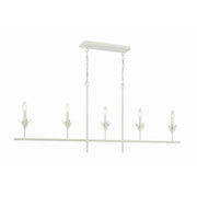 Broche 5 Light 53.5" Linear Chandelier in Matte White