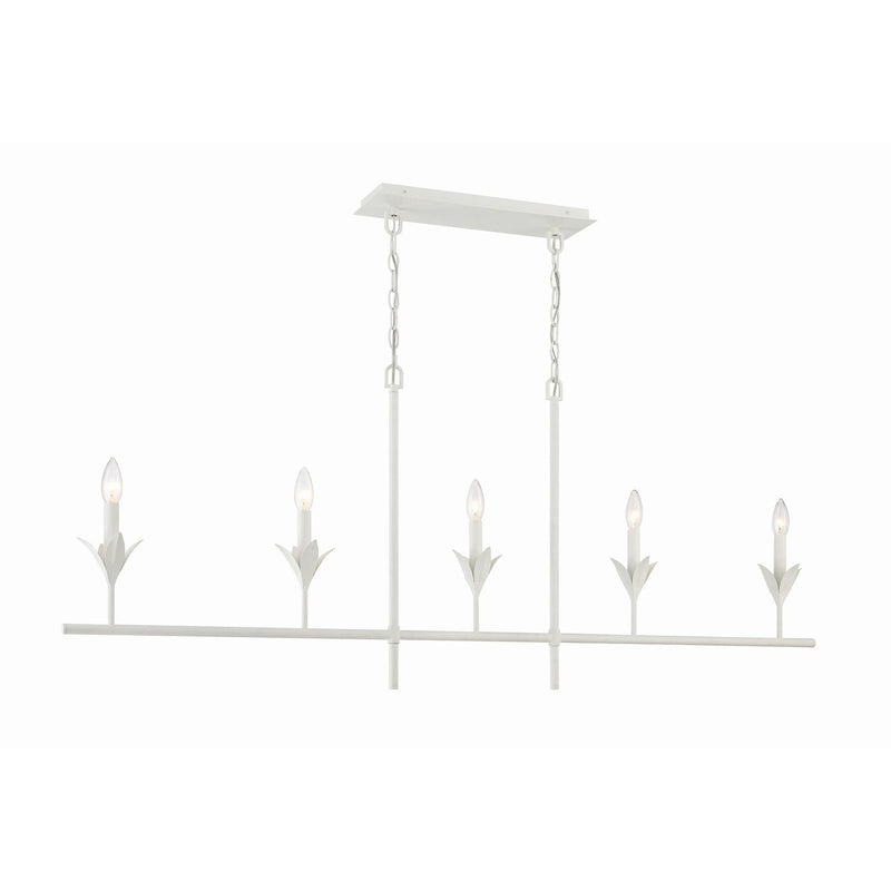 Broche 5 Light 53.5" Linear Chandelier in Matte White