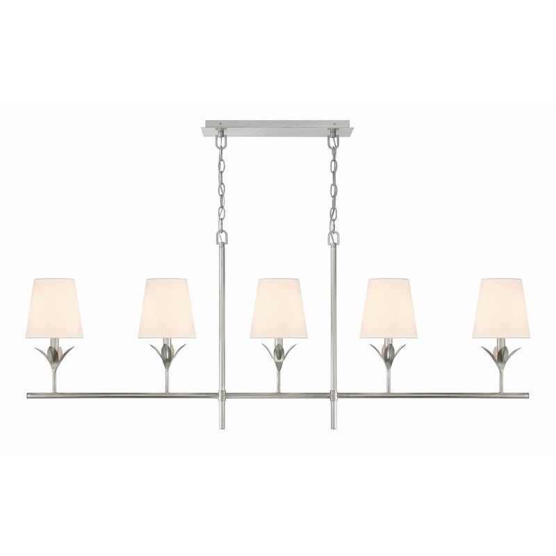 Broche 5 Light 53.5" Linear Chandelier in Antique Silver