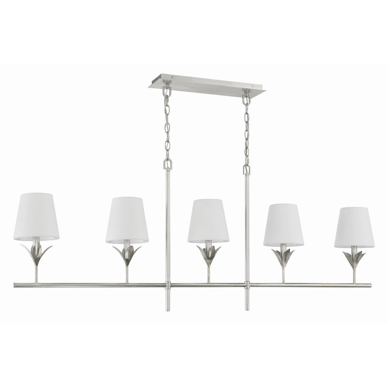 Broche 5 Light 53.5" Linear Chandelier in Antique Silver