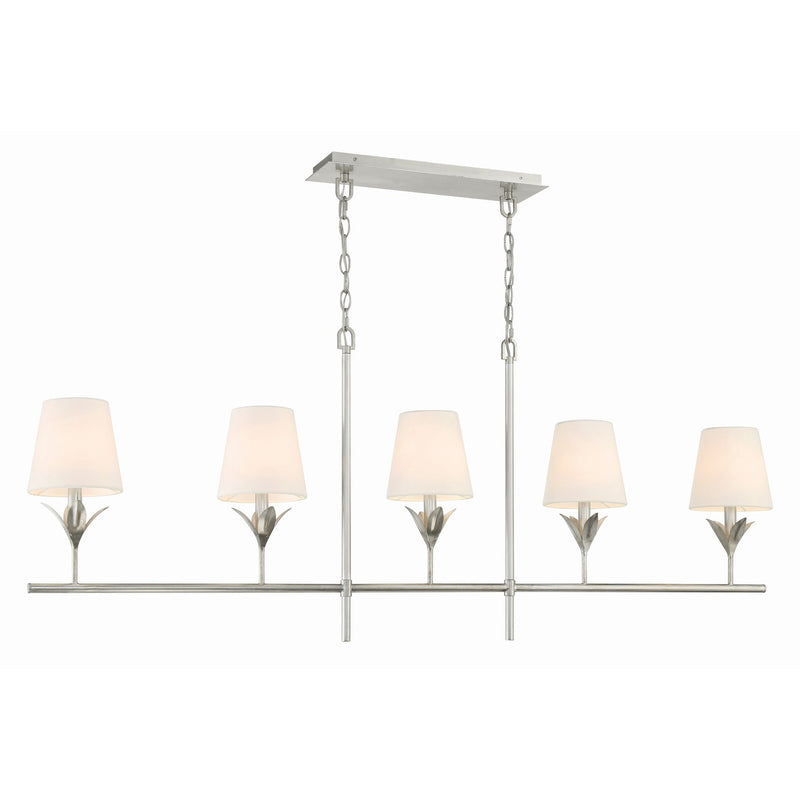 Broche 5 Light 53.5" Linear Chandelier in Antique Silver