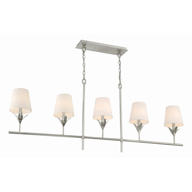 Broche 5 Light 53.5" Linear Chandelier in Antique Silver