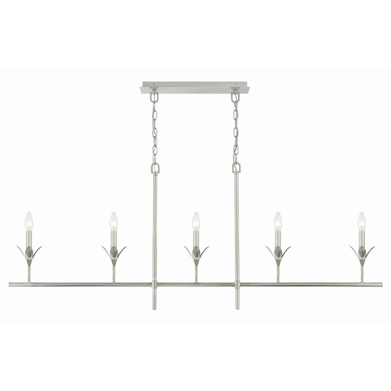 Broche 5 Light 53.5" Linear Chandelier in Antique Silver