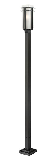 Abbey 1-Light Outdoor Post-Light in Black with Matte Opal Glass - Lamps Expo