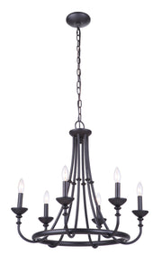 Marlowe 6 Light 24" Chandelier in Flat Black