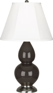 Small Double Gourd Accent Lamp with Ivory Stretched Fabric Shade - Lamps Expo