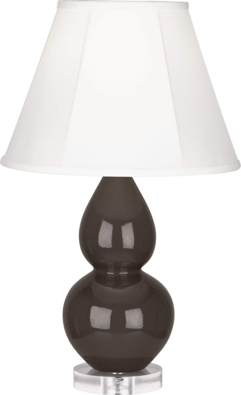 Small Double Gourd Accent Lamp with Ivory Stretched Fabric Shade - Lamps Expo