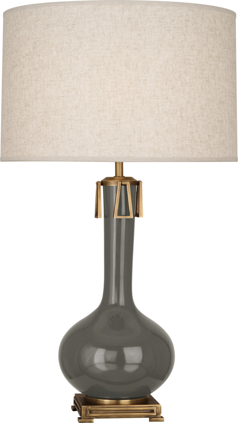 Athena Table Lamp with Open Weave Heather Linen Shade - Lamps Expo
