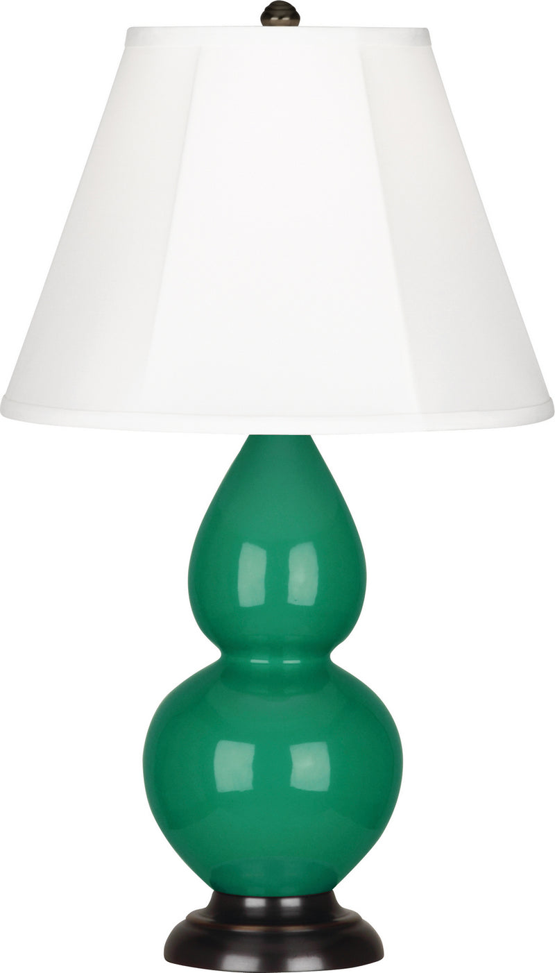 Small Double Gourd Accent Lamp with Ivory Stretched Fabric Shade - Lamps Expo