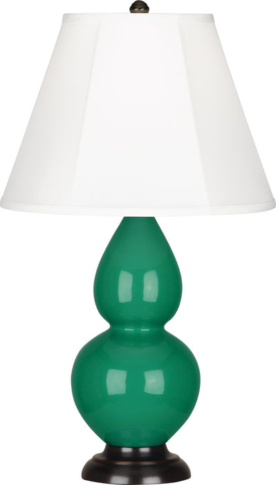 Small Double Gourd Accent Lamp with Ivory Stretched Fabric Shade - Lamps Expo