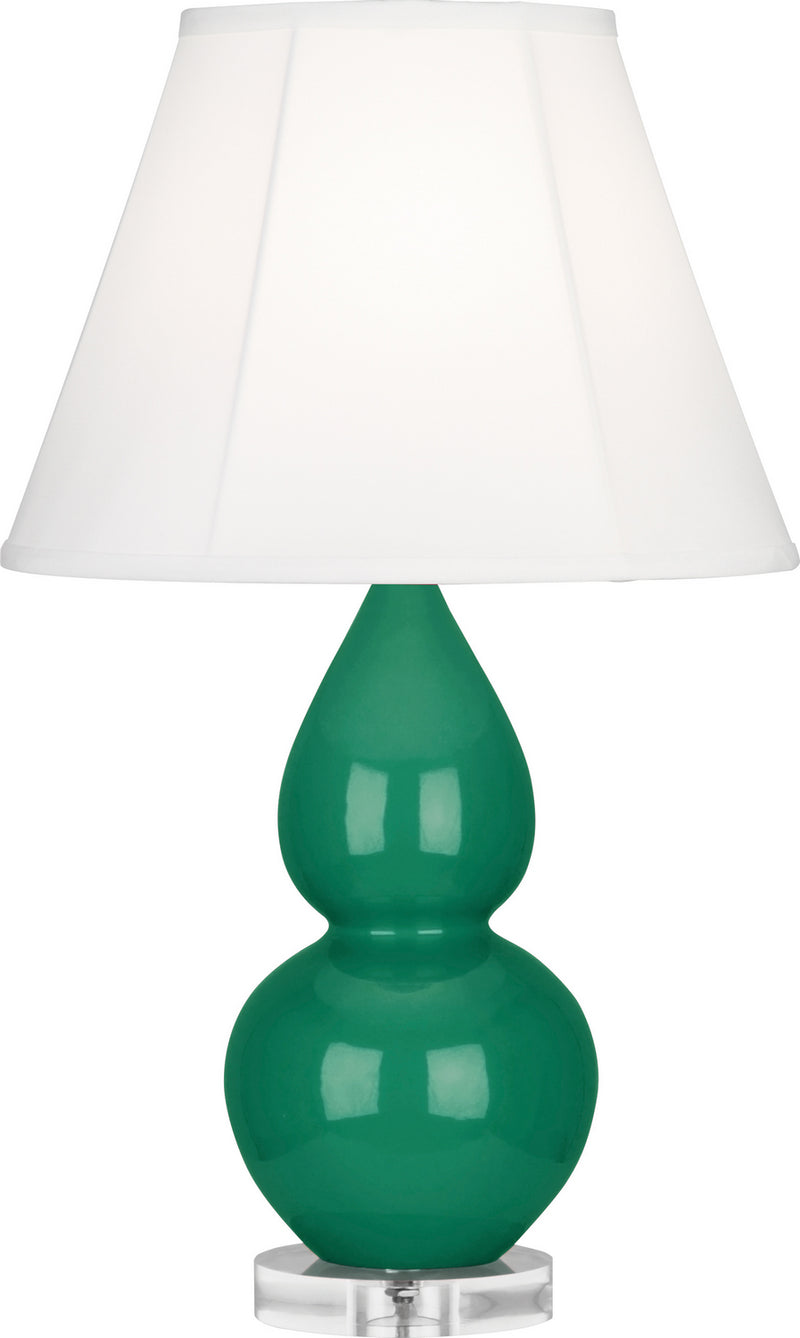 Small Double Gourd Accent Lamp with Ivory Stretched Fabric Shade - Lamps Expo