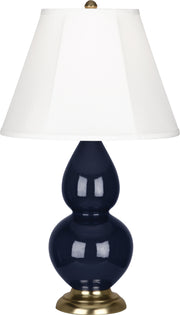 Small Double Gourd Accent Lamp with Ivory Stretched Fabric Shade - Lamps Expo