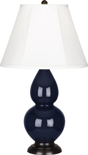 Small Double Gourd Accent Lamp with Ivory Stretched Fabric Shade - Lamps Expo