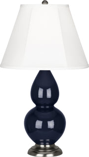 Small Double Gourd Accent Lamp with Ivory Stretched Fabric Shade - Lamps Expo