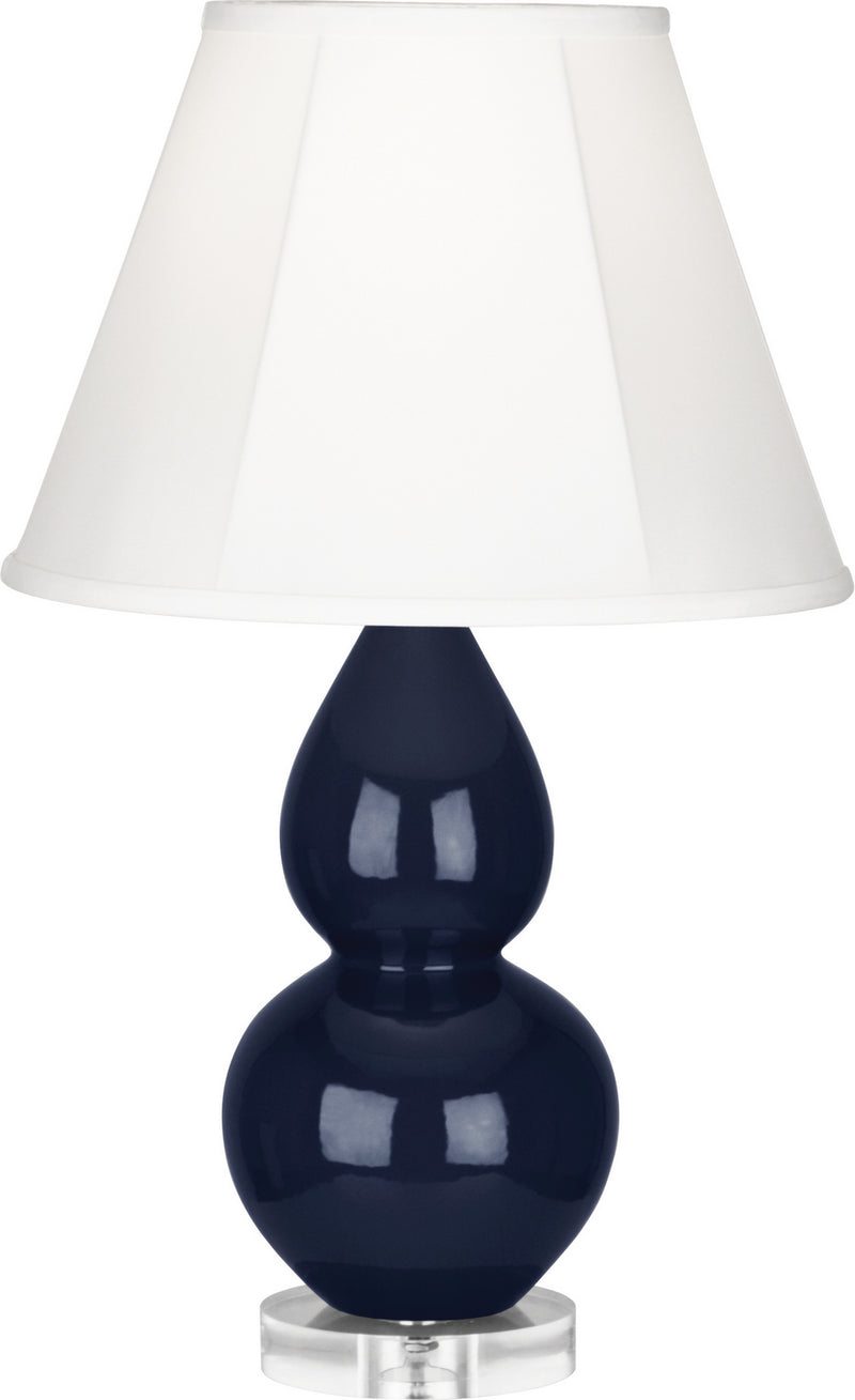 Small Double Gourd Accent Lamp with Ivory Stretched Fabric Shade - Lamps Expo