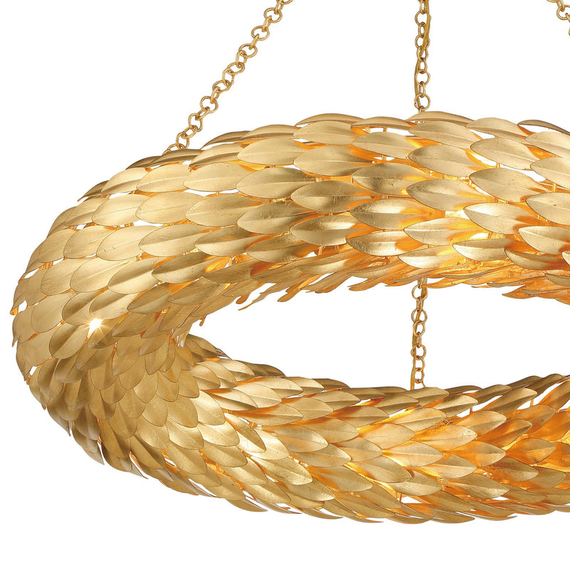 Broche 8 Light 33.5" Pendant in Antique Gold