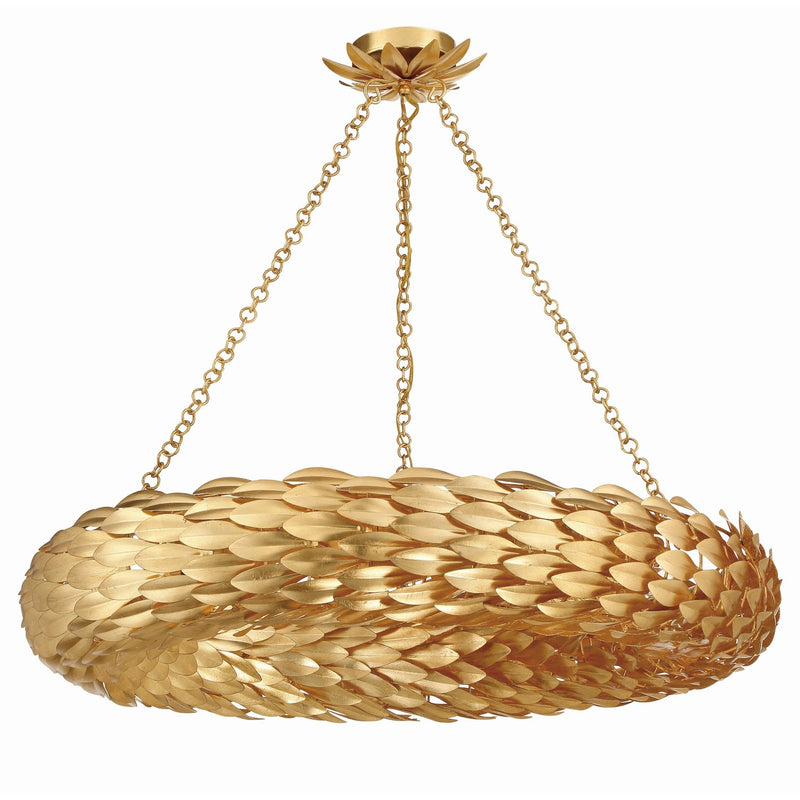 Broche 8 Light 33.5" Semi Flush Mount in Antique Gold