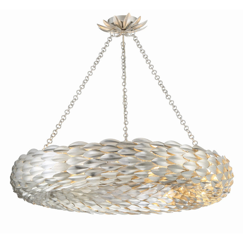 Broche 8 Light 33.5" Pendant in Antique Silver