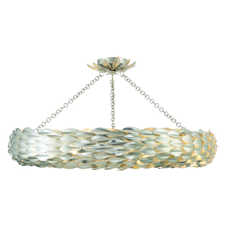Broche 8 Light 33.5" Semi Flush Mount in Antique Silver