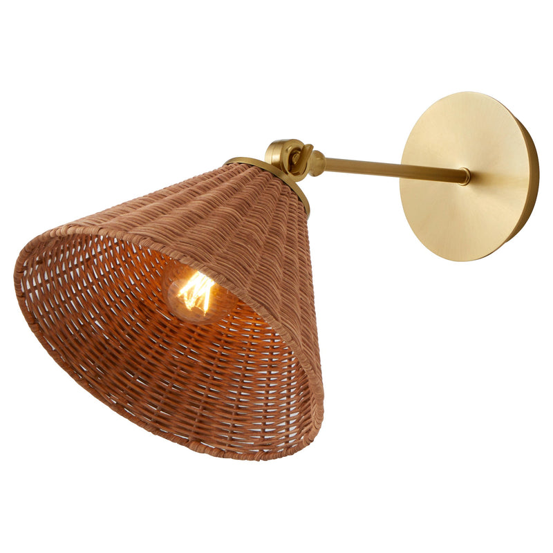 Robinson Small Wicker Wall Sconce in Aged Brass