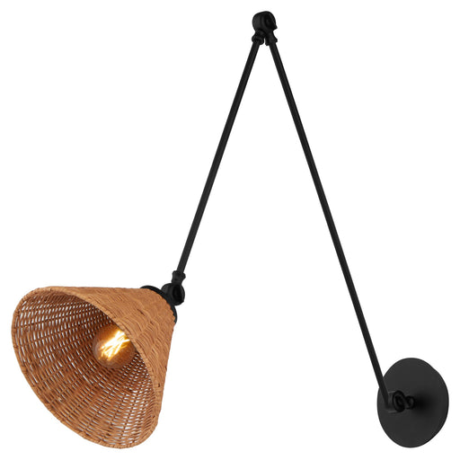 Robinson Large Wicker Wall Sconce in Matte Black