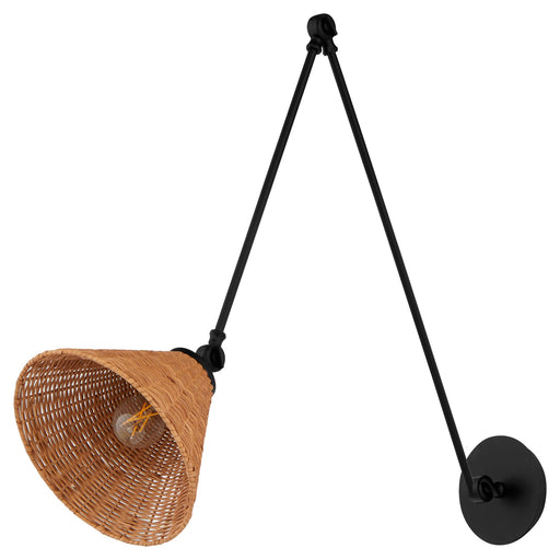 Robinson Large Wicker Wall Sconce in Matte Black