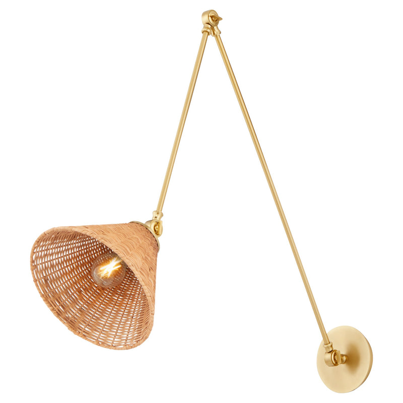 Robinson Large Wicker Wall Sconce in Aged Brass