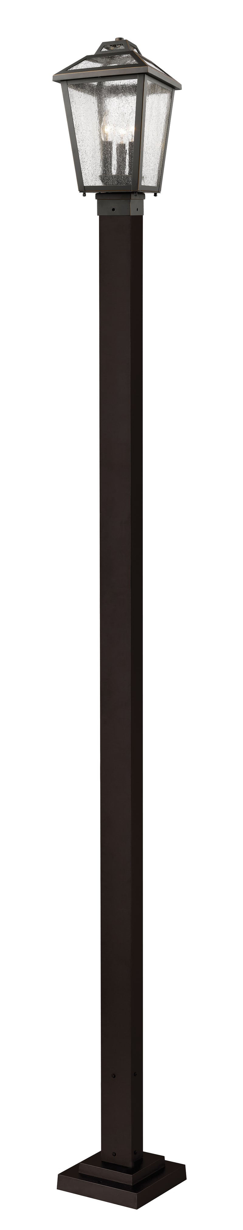 Bayland 3 Light 9" Outdoor Post Mount Fixture in Oil Rubbed Bronze, 96" Square Post