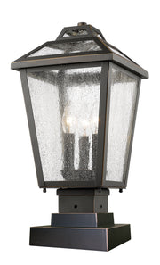 Bayland 3 Light 9" Outdoor Post Mount Fixture in Oil Rubbed Bronze, Square Pier Mount