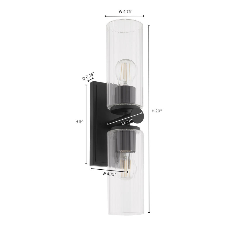 Mercier 2 Light Wall Sconce in Matte Black