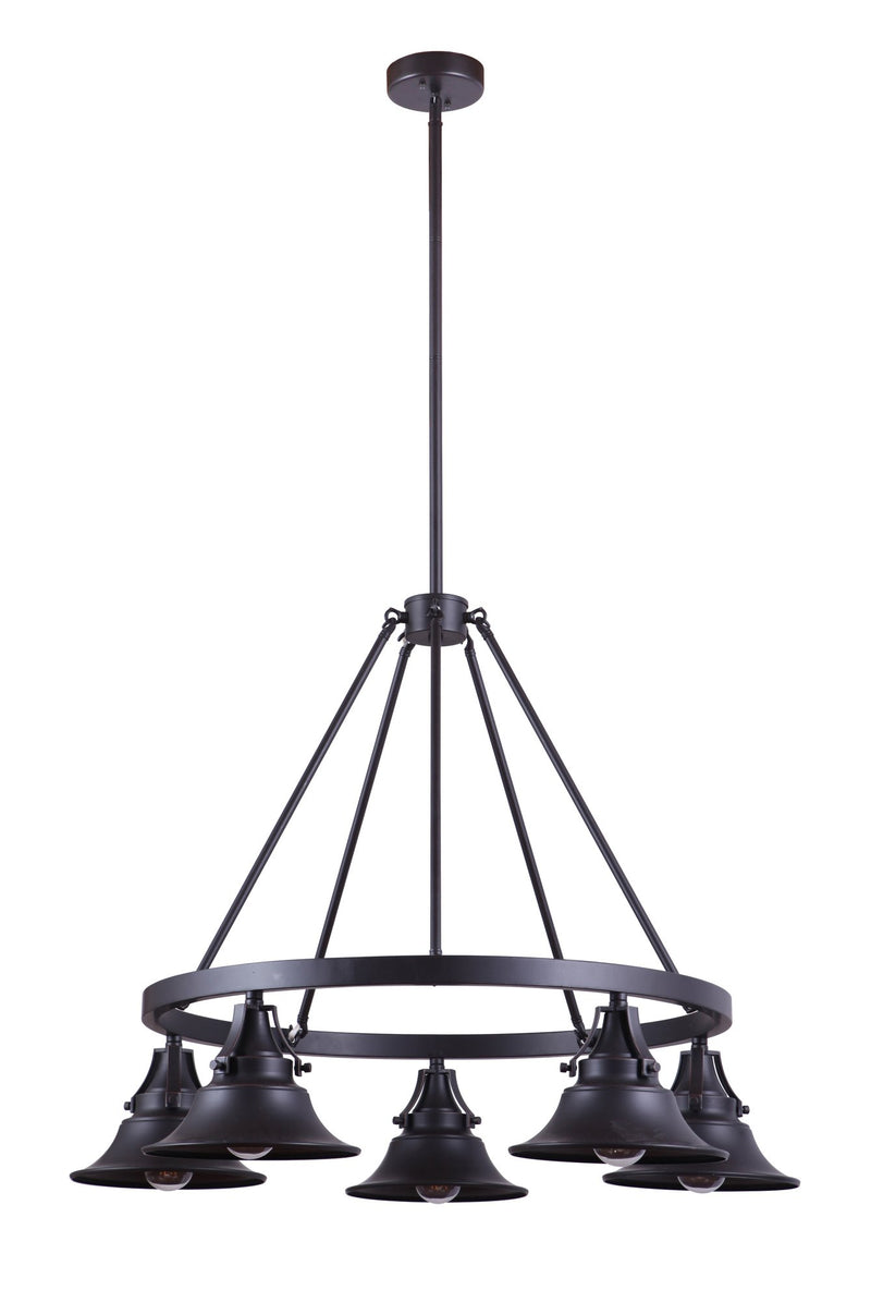 Union 5 Light 35" Outdoor Chandelier in Oiled Bronze Gilded