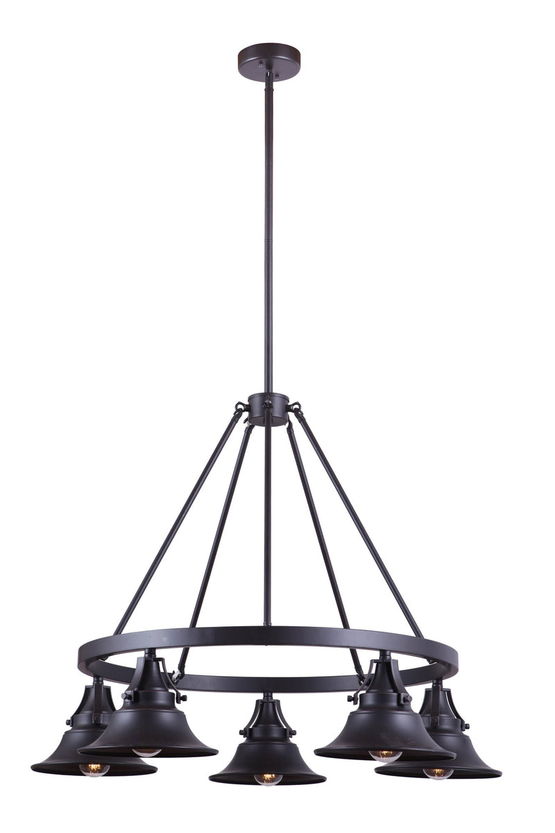 Union 5 Light 35" Outdoor Chandelier in Oiled Bronze Gilded