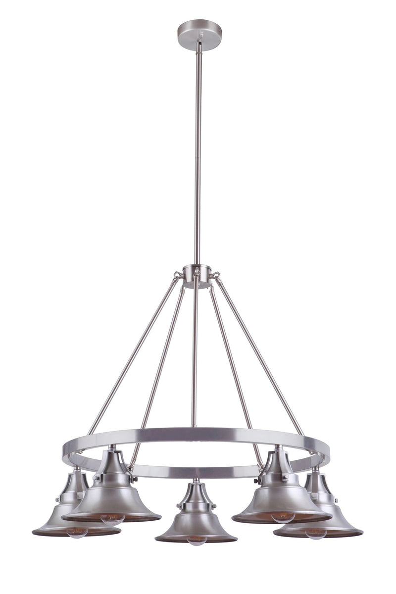 Union 5 Light 35" Outdoor Chandelier in Satin Aluminum