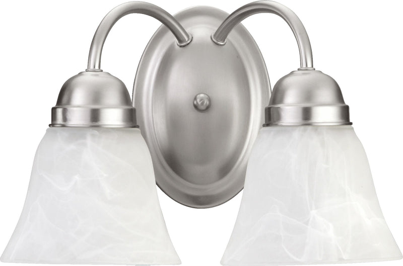 2 Light Faux Alabaster Vanity in Satin Nickel