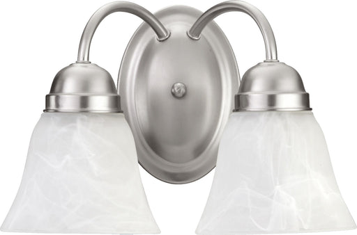 2 Light Faux Alabaster Vanity in Satin Nickel