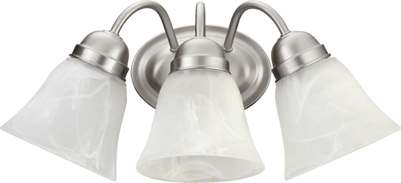 3 Light Faux Alabaster Vanity in Satin Nickel
