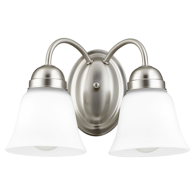 2 Light Traditional Vanity Light in Satin Nickel