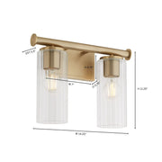 Mercier 2 Light Vanity in Aged Brass