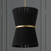 Cecilia 6-Light Pendant in Black Rope and Patinaed Brass