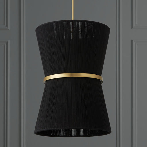 Cecilia 6-Light Pendant in Black Rope and Patinaed Brass