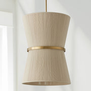 Cecilia 6-Light Pendant in Bleached Natural Rope and Patinaed Brass