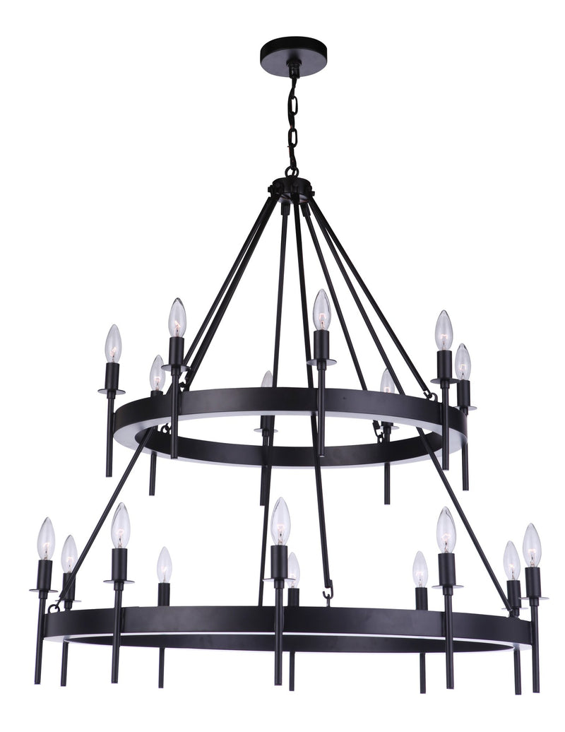 Larrson 18 Light 36" Chandelier in Flat Black