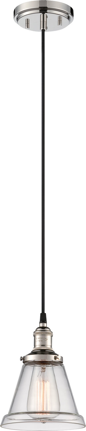 1-Light Vintage Pendant in Polished Nickel