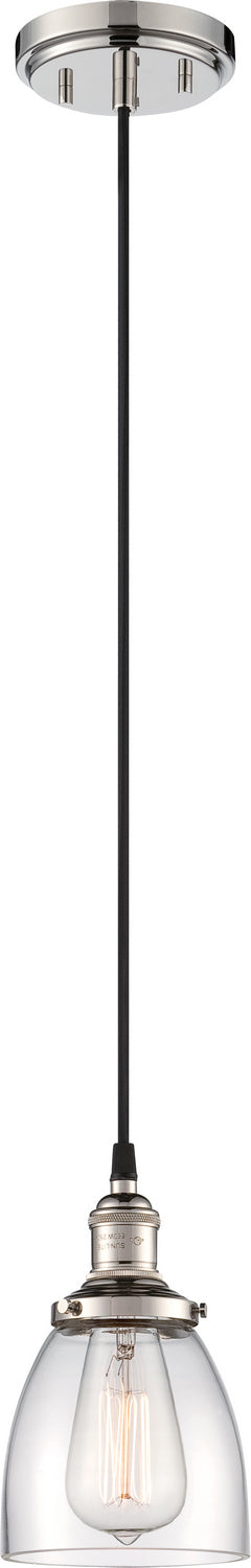 1-Light Vintage Pendant in Polished Nickel
