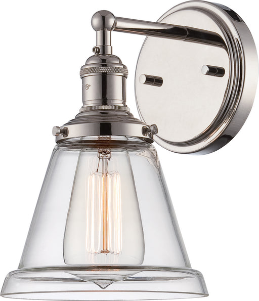 1-Light Vintage Wall Sconce in Polished Nickel