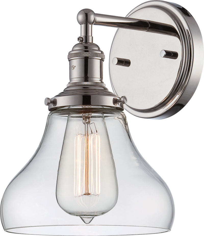 1-Light Vintage Wall Sconce in Polished Nickel