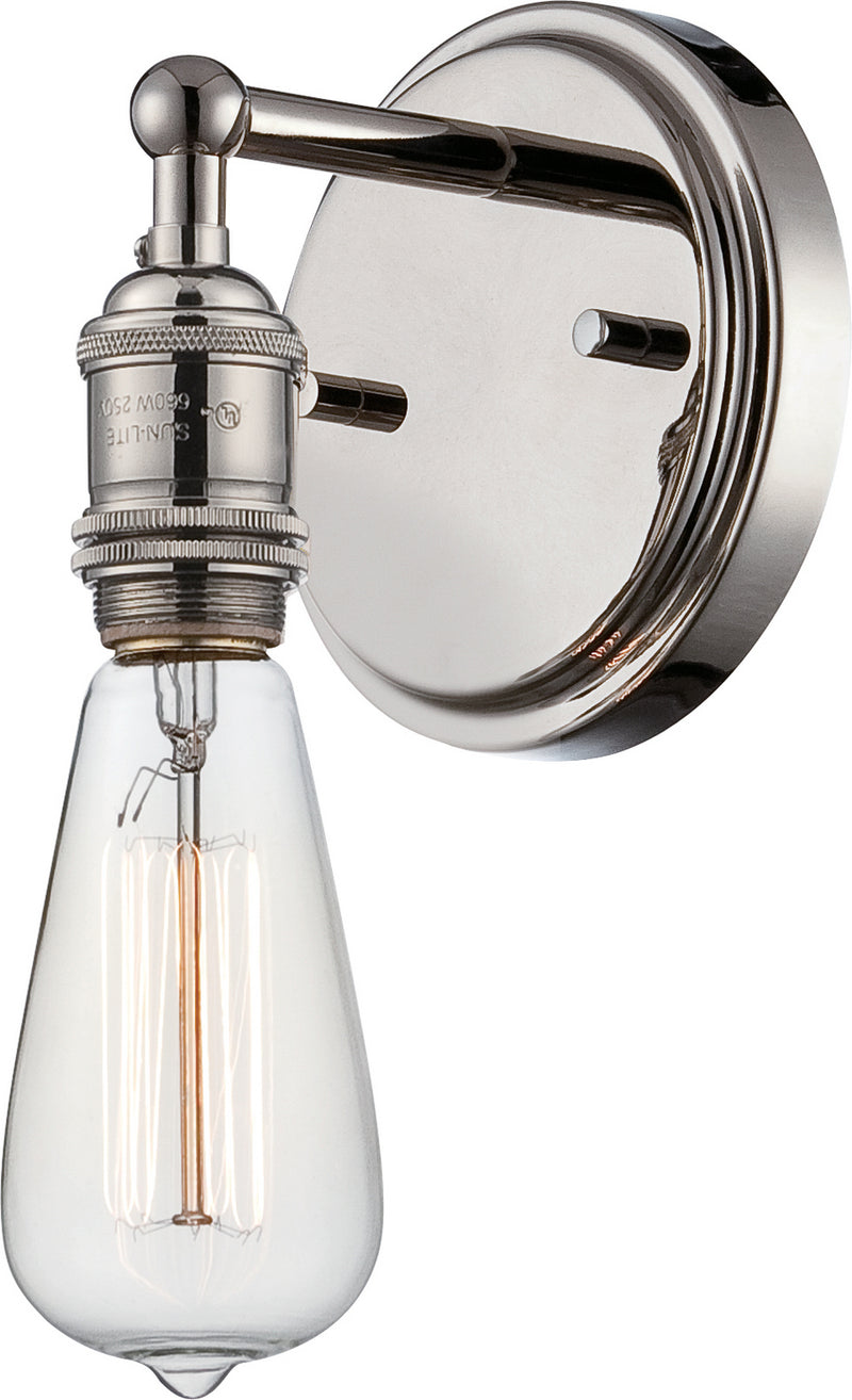 1-Light Vintage Wall Sconce in Polished Nickel
